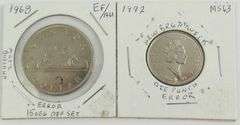 2 CANADIAN ERROR COINS