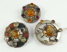 3 ANTIQUE SCOTTISH KILT BROOCHES