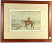 SET OF THREE ANTIQUE HUNTING WATERCOLOURS