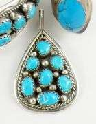 3 PIECES SILVER TURQUOISE JEWELLERY