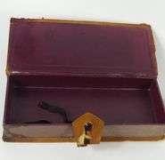 WOODEN UTENSILS, LEATHER BOX, ETC.