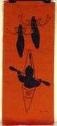 TWO SILK SCARVES & HELEN KALVAK WALL HANGING