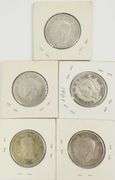 5 CANADIAN SILVER 50-CENT COINS