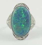 LADIES' ANTIQUE OPAL & DIAMOND RING