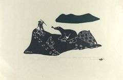 TWO LUCASSIE QUMALUK STONECUT PRINTS