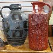 TWO MCM POTTERY EWERS