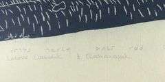 TWO LUCASSIE QUMALUK STONECUT PRINTS
