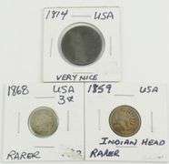 3 U.S. 19TH CENTURY COINS