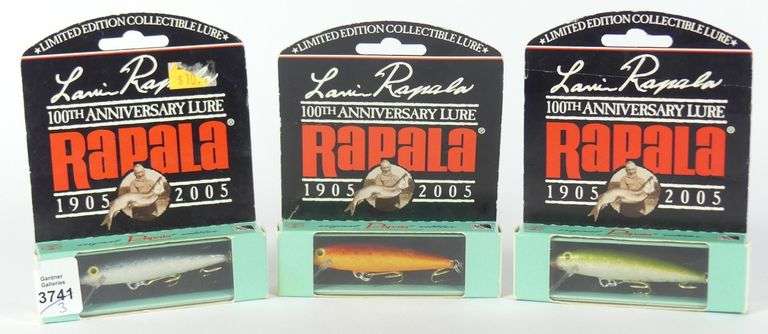 THREE LAURI RAPALA 100TH ANNIVERSARY LURES