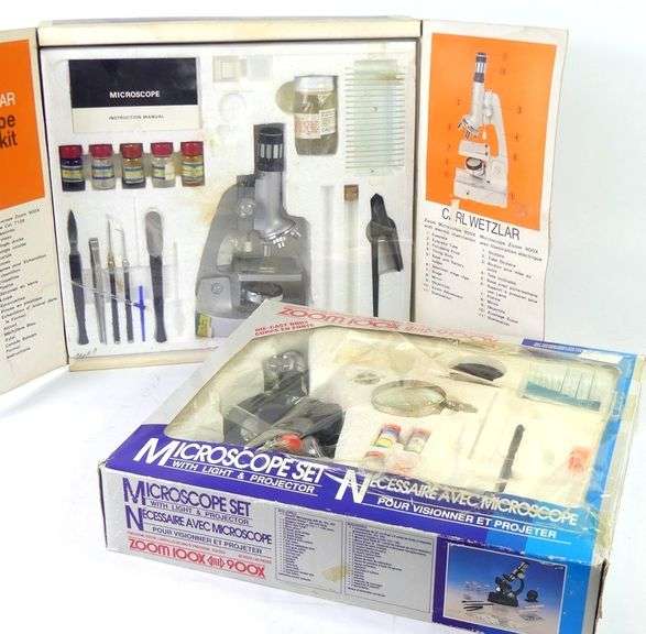 TWO VINTAGE MICROSCOPE SETS