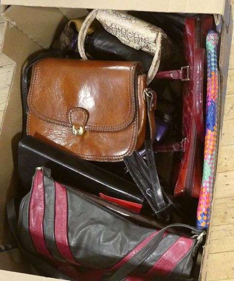 BOX LOT OF PURSES AND SCARF