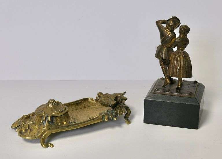 BRONZE FIGURE AND INK STAND