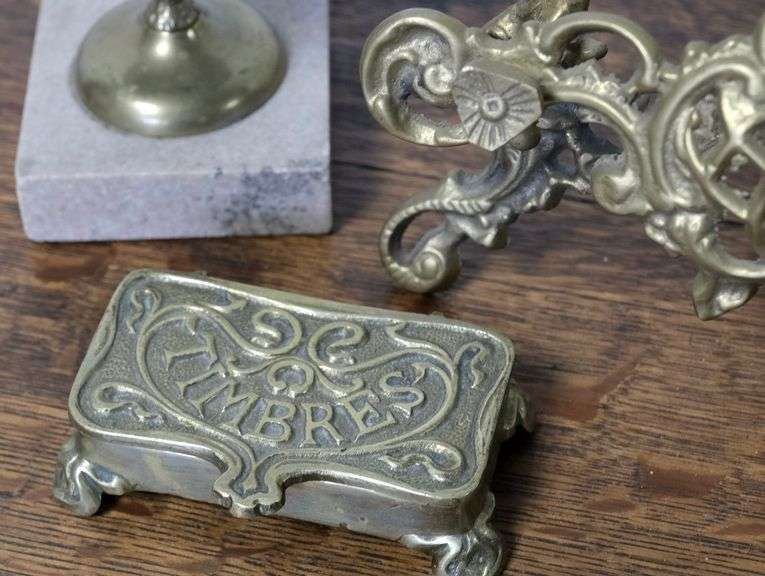 BRASS EASEL, BELL, ETC.