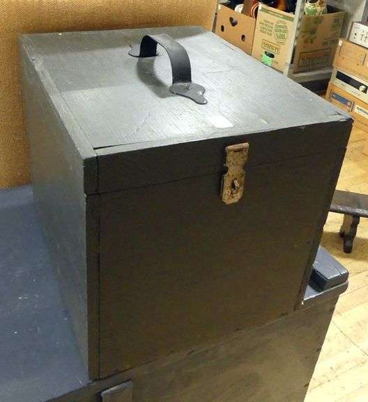 TWO WOODEN STORAGE TRUNKS