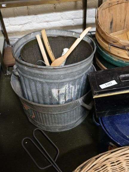 BASKETS, ENAMEL PAN, ETC.
