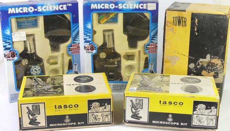 FIVE MICROSCOPES