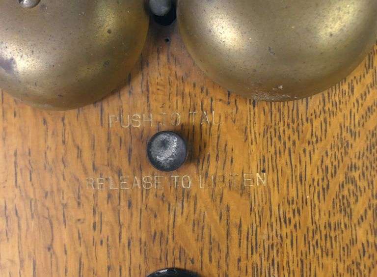 ANTIQUE OAK WALL PHONE