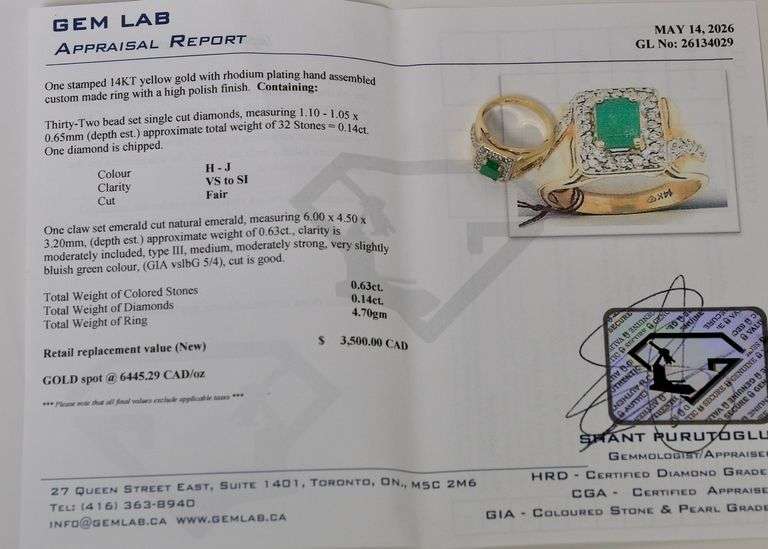 14KT GOLD EMERALD RING