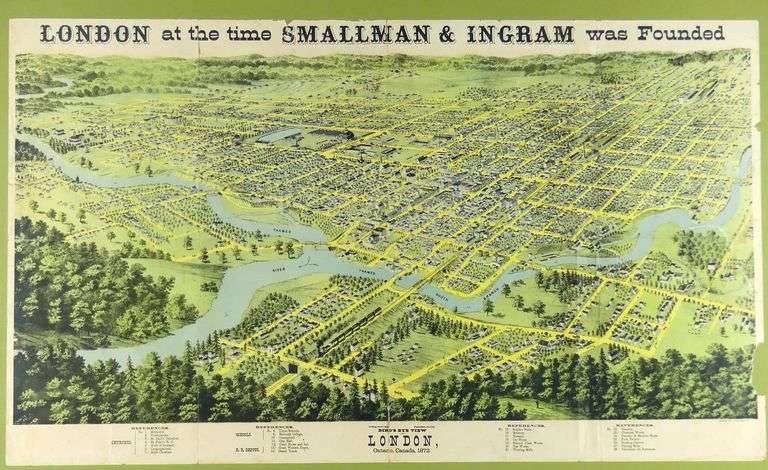 ORIGINAL SMALLMAN & INGRAM BIRDSEYE VIEW MAP OF LONDON