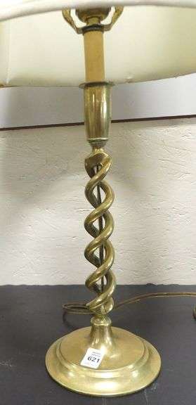 PAIR OF BRASS "CANDLESTICK" LAMPS