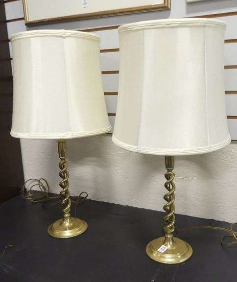 PAIR OF BRASS "CANDLESTICK" LAMPS