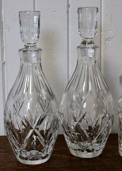 CRYSTAL DECANTERS AND JAR