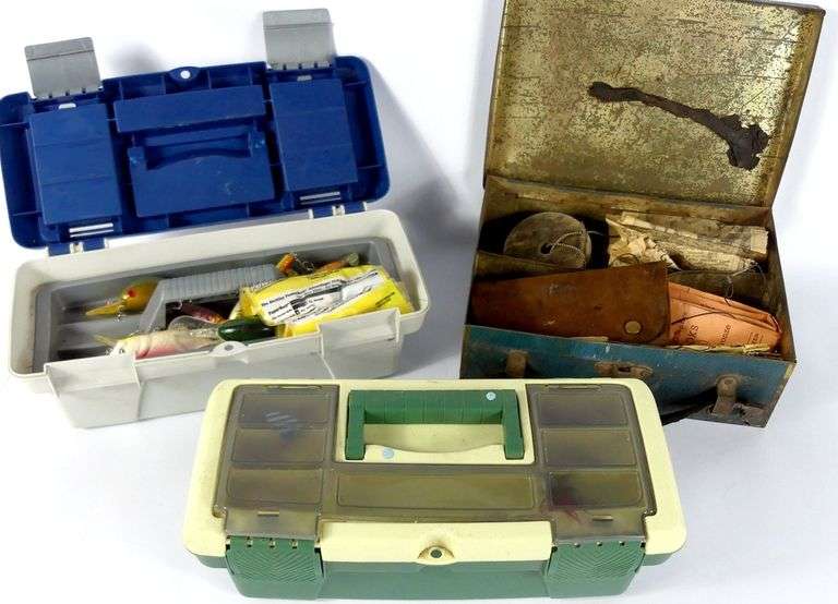 THREE TACKLE BOXES WITH CONTENTS