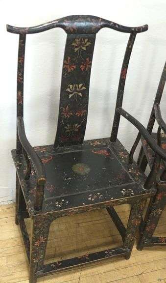 PAIR OF ANTIQUE CHINESE YOKE-BACK CHAIRS