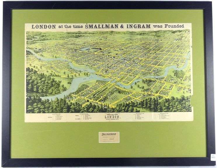 ORIGINAL SMALLMAN & INGRAM BIRDSEYE VIEW MAP OF LONDON