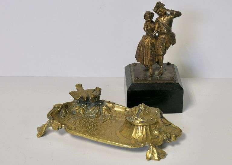 BRONZE FIGURE AND INK STAND