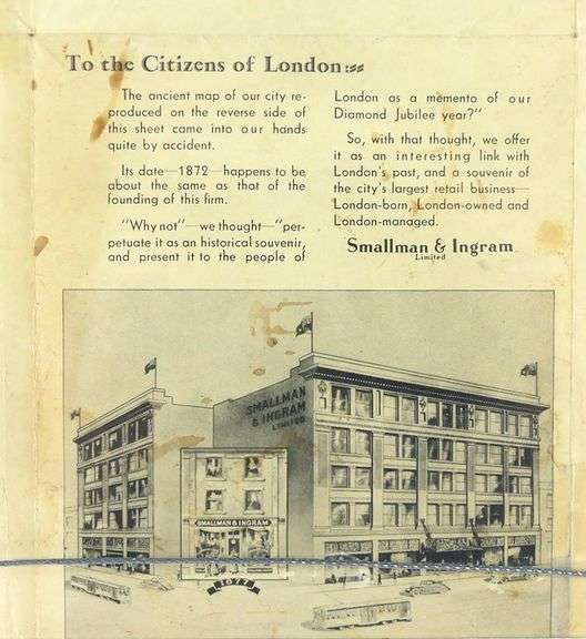 ORIGINAL SMALLMAN & INGRAM BIRDSEYE VIEW MAP OF LONDON