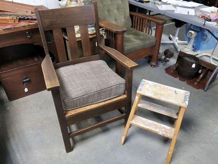 MISSION OAK CHAIR AND LADDER