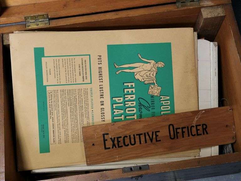 ANTIQUE PINE BOX AND CONTENTS