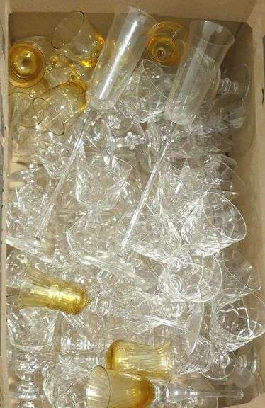 TWO BOX LOTS OF CRYSTAL, GLASSWARE AND CHINA