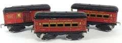THREE AMERICAN FLYER TIN LITHO POST OFFICE BAGGAGE CARS