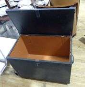 TWO WOODEN STORAGE TRUNKS