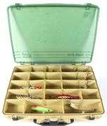 TACKLE BOX WITH SPOON-STYLE FISHING LURES