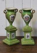 PAIR OF DRESDEN URNS