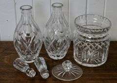 CRYSTAL DECANTERS AND JAR