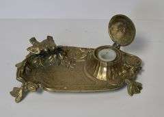 BRONZE FIGURE AND INK STAND