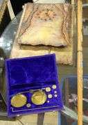 SCALE SET, CLOCK AND WALKING STICK