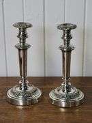 ANTIQUE INKSTAND AND CANDLESTICKS