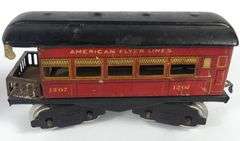 THREE AMERICAN FLYER TIN LITHO POST OFFICE BAGGAGE CARS