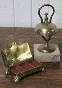 BRASS EASEL, BELL, ETC.
