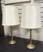 PAIR OF BRASS "CANDLESTICK" LAMPS