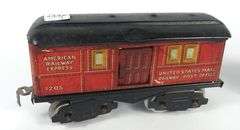 THREE AMERICAN FLYER TIN LITHO POST OFFICE BAGGAGE CARS