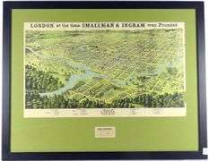 ORIGINAL SMALLMAN & INGRAM BIRDSEYE VIEW MAP OF LONDON