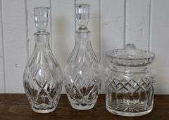 CRYSTAL DECANTERS AND JAR