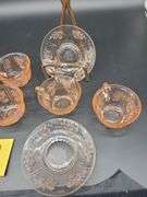 8 pics Cabbage Rose Pink Depression Glass