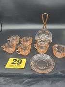 8 pics Cabbage Rose Pink Depression Glass